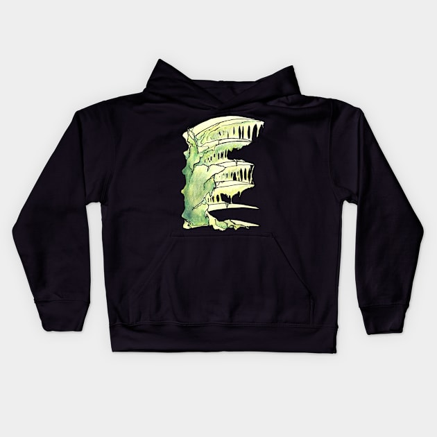 Dramabite Zombie E Letter Initial Typography Text Character Statement Kids Hoodie by dramabite